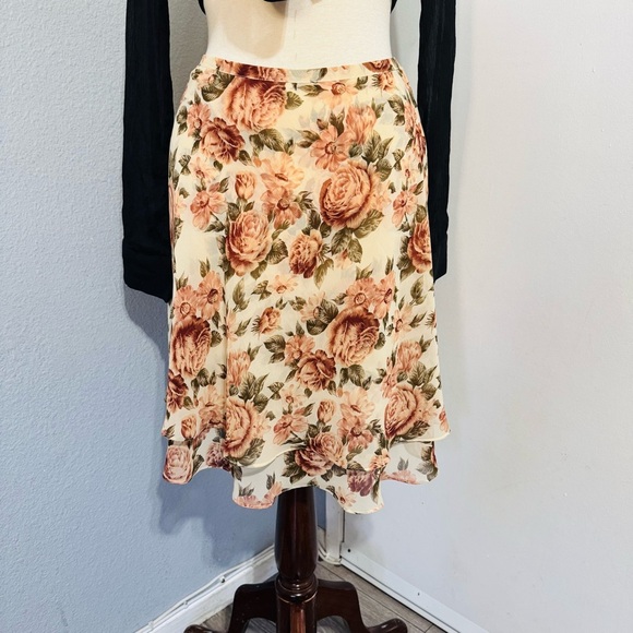 Compagnie Internationale Express Vintage Floral A-Line Y2K Ruffled Boho Skirt M - Picture 4 of 17